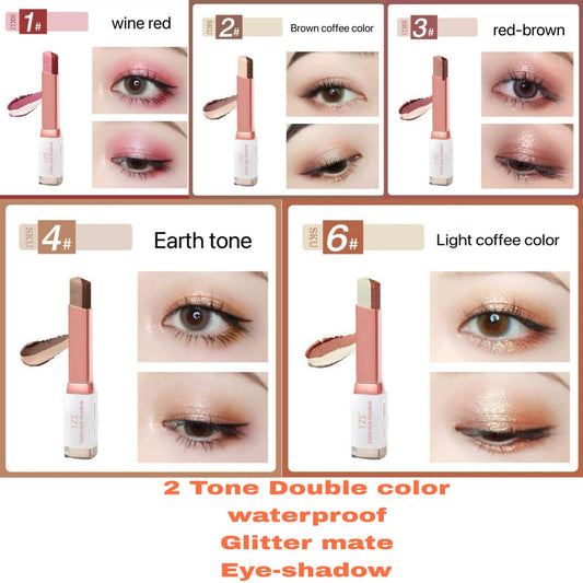 Double Color Glitter Eye Shadow Stick – 2-in-1  Gradient Waterproof Eyeshadow